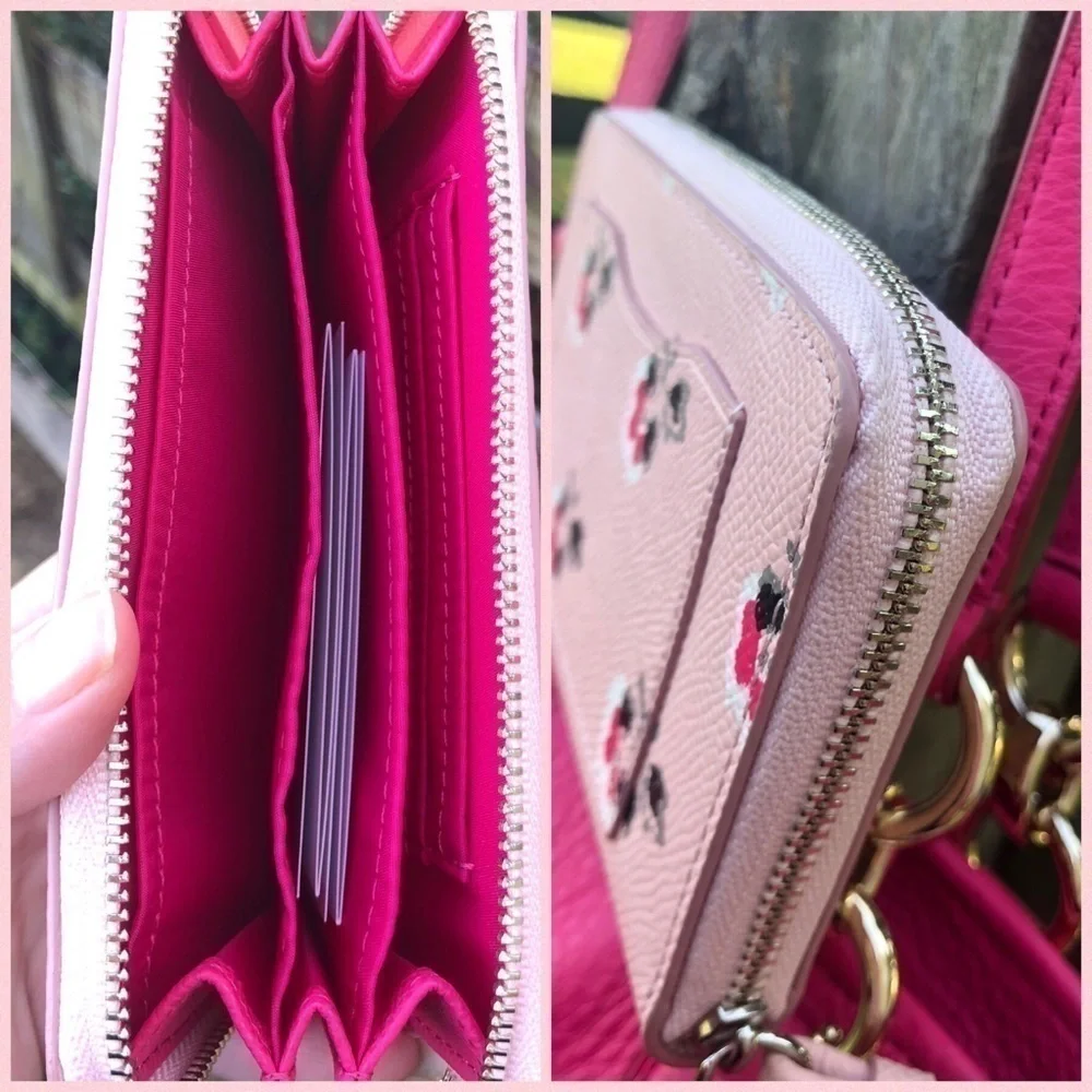 Coach Chicago Ellis Leather Grain Bag Wallet Set Barbie - Picture 5 of 7